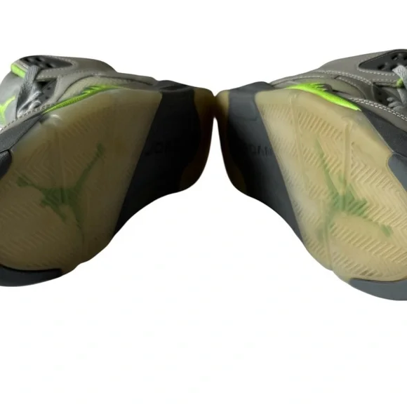Jordan Retro 5 Green Bean Gray and Lime Sneakers 8 - Picture 6 of 7